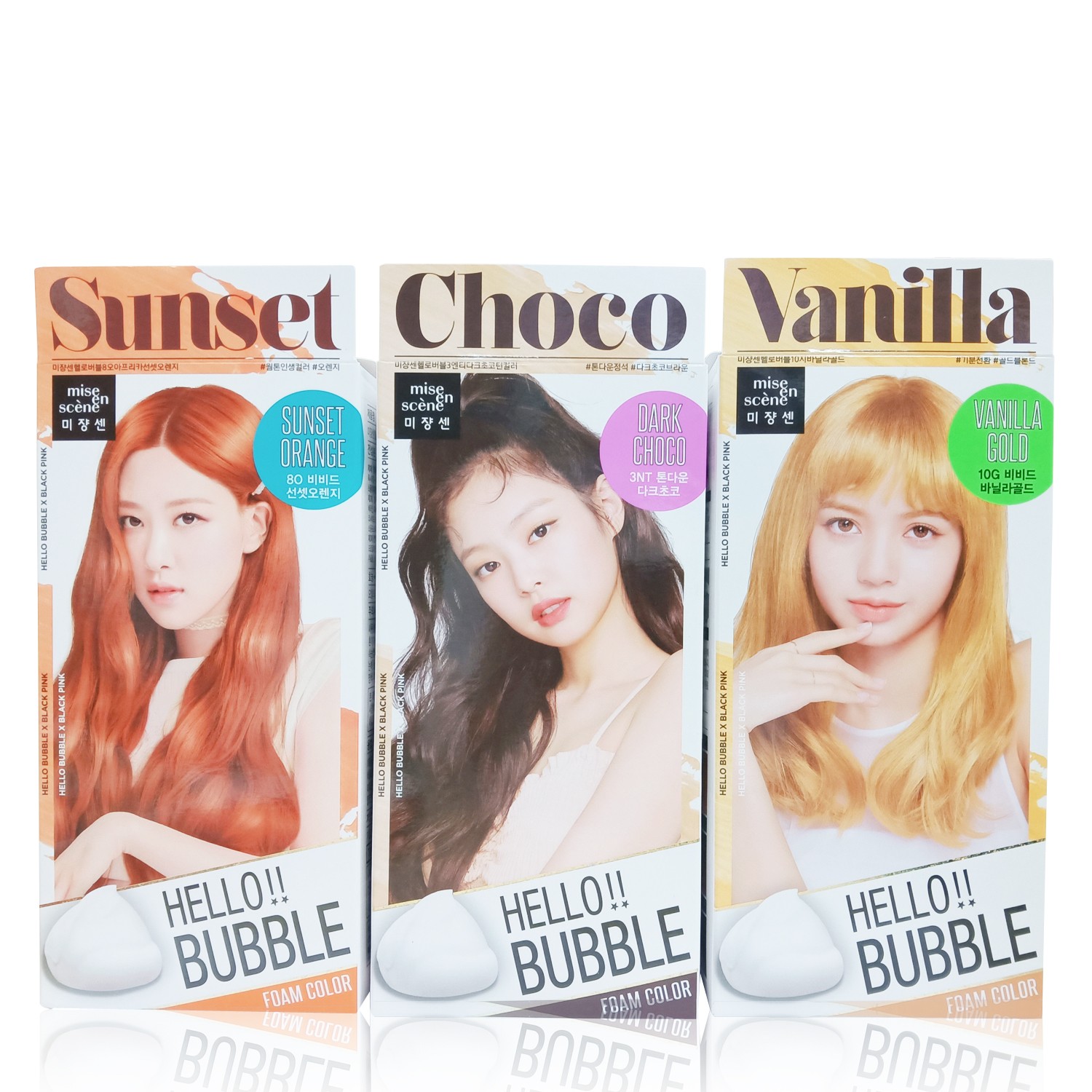 Mise En Scene Hello Bubble X Black Pink Hair Color Foam Color SUNSET,CHOCO,VANILLA